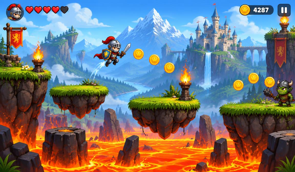 Juego de plataformas de caballero